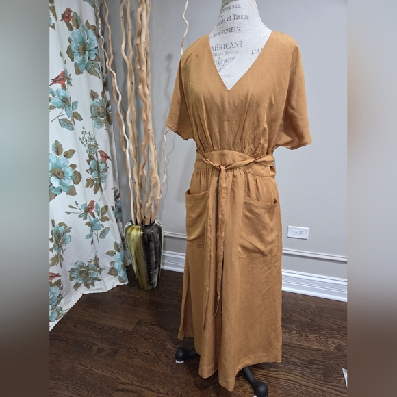 NWT Madewell elegant brownV-Neck Dress Sz.12
